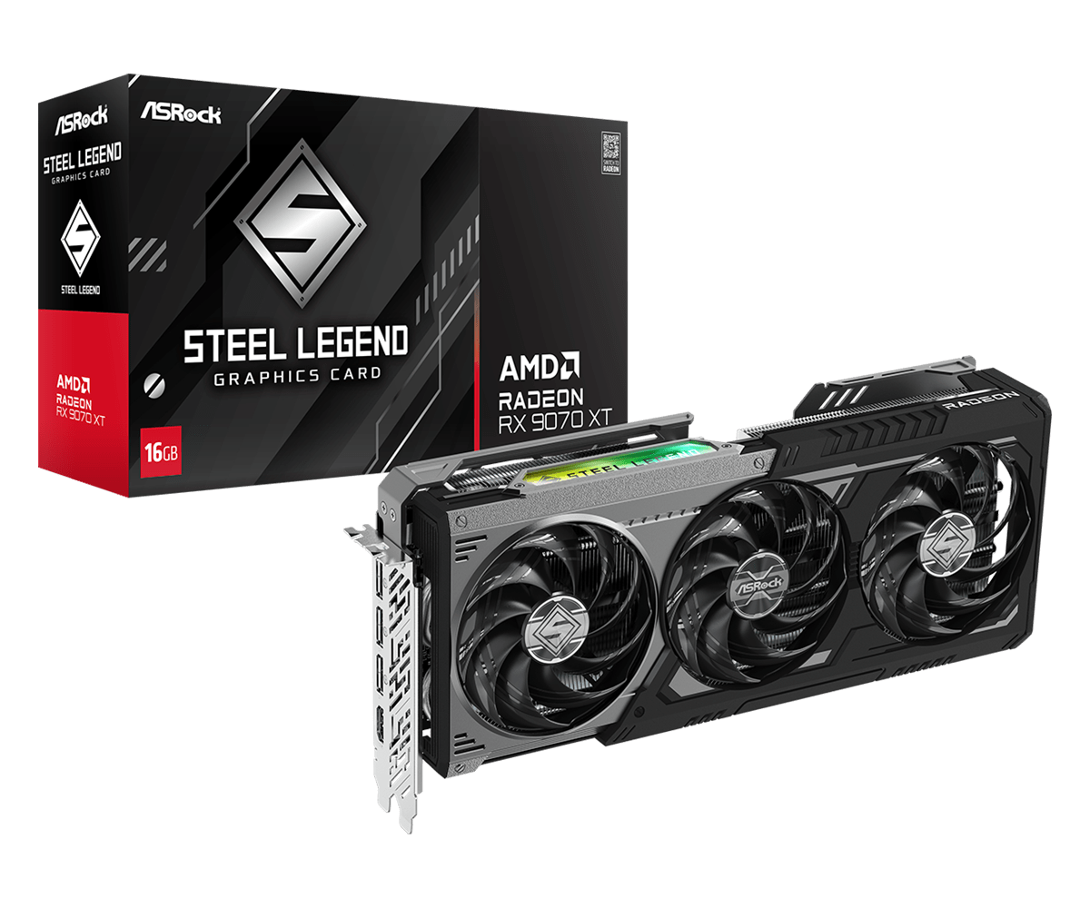 Asrock Radeon RX 9070 XT | Steel Legend Dark 16GB GPU