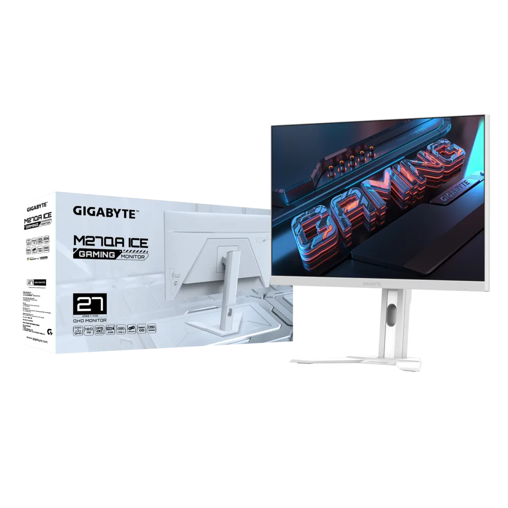 Gigabyte M27Q Ice | 27" QHD 180Hz KVM IPS Gaming Full White Monitor