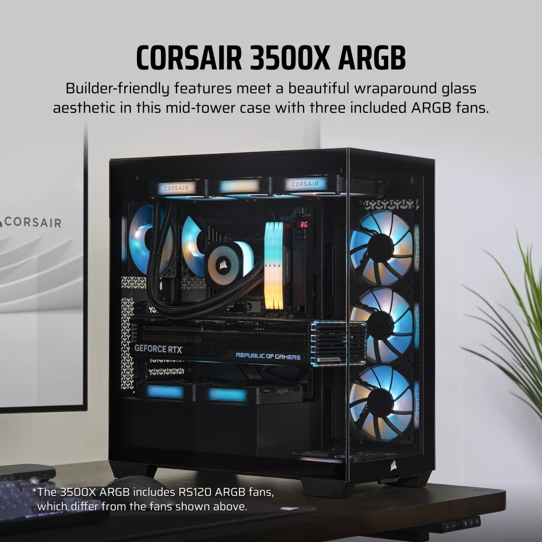 Corsair 3500X | ARGB Tempered Glass Micro Case (White/Black)