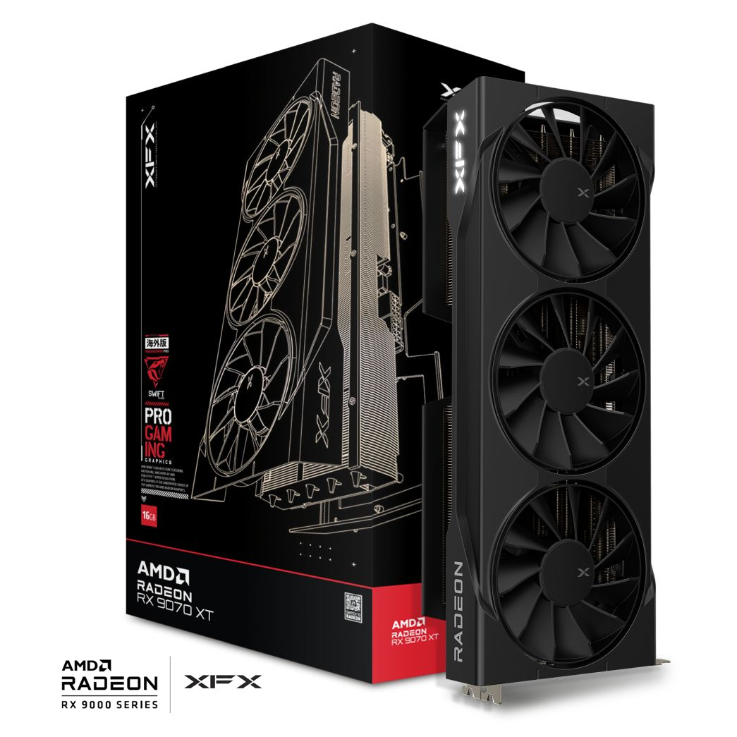 XFX Radeon RX 9070XT | Swift OC Black Triple Fan Gaming Edition 16GB GPU