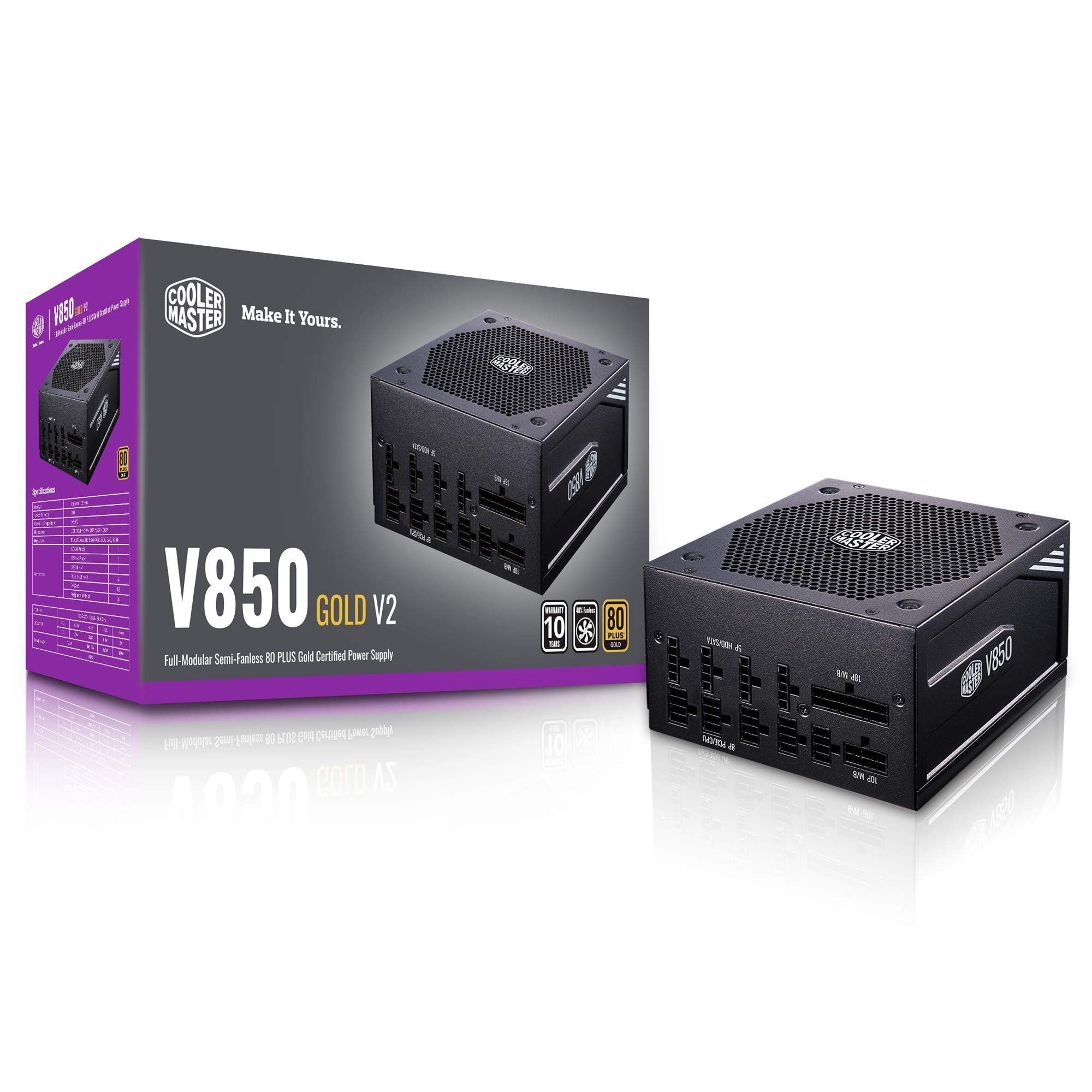Cooler Master V850 | Fully-Modular 80+ Gold Power Supply (Black/White)