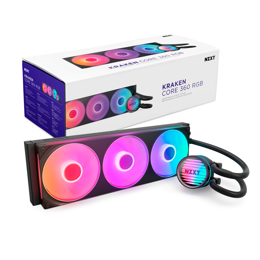 NZXT Kraken Core 360 RGB |  360mm AIO Liquid Cooler (Black)