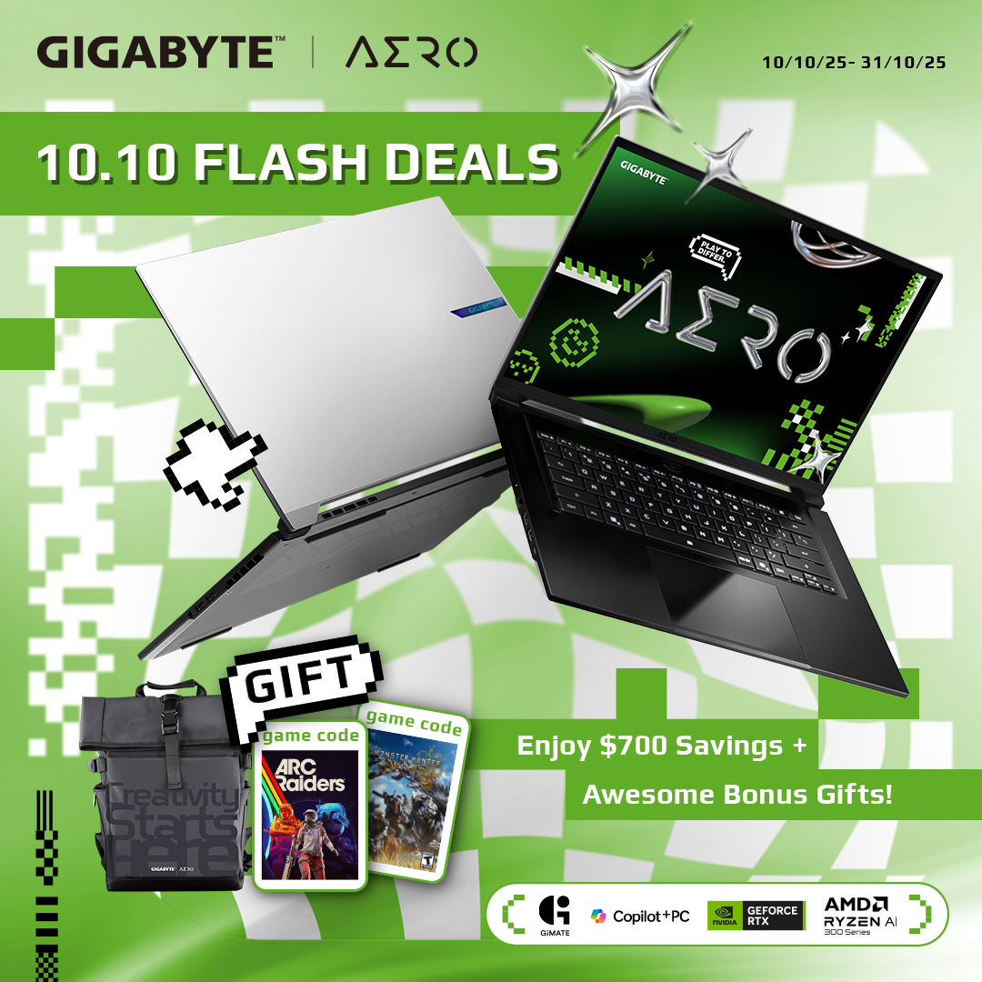GIGABYTE AERO X16 Copilot+ PC | 16" RTX 5050/5060/5070 Gaming Laptop