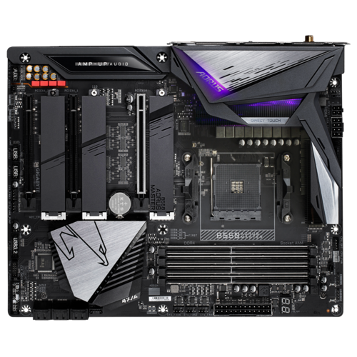 Gigabyte B550 Aorus Master Motherboard Front view for AMD Ryzen AM4 CPUs Rotated